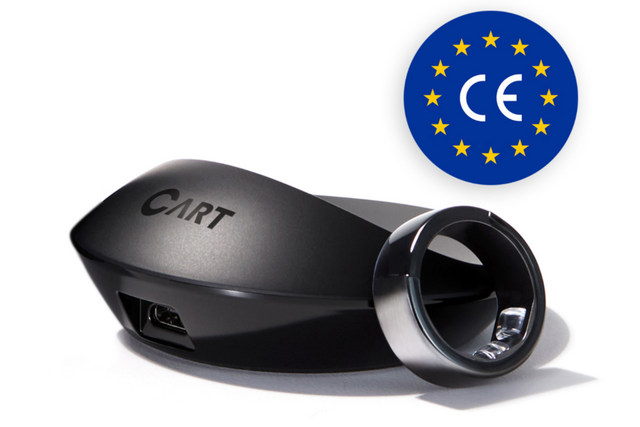 혈압반지 ‘카트(CART)’와 충전용 크래들. (사진=스카이랩스)