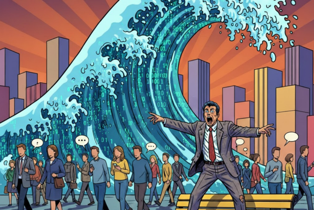 매트 슈머 CEO는 AI가 스스로 다음 버전을 개발하는 '지능 폭발'의 단계에 진입했다고 주장하며, 2020년 팬데믹 직전의 폭풍전야와 지금을 비교했다. 기사의 이해를 돕기 위해 AI 도구로 제작한 이미지. (사진=제미나이)