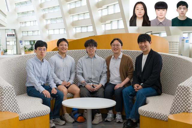 왼쪽부터 신세무 석사, 김광빈 박사과정생, 강성준 박사과정생, 김승준 교수, 박정주 석사 (오른쪽 위 왼쪽부터) 엄주원 박사과정생, 김보천 석사, 박찬영 학생. (사진=지스트)
