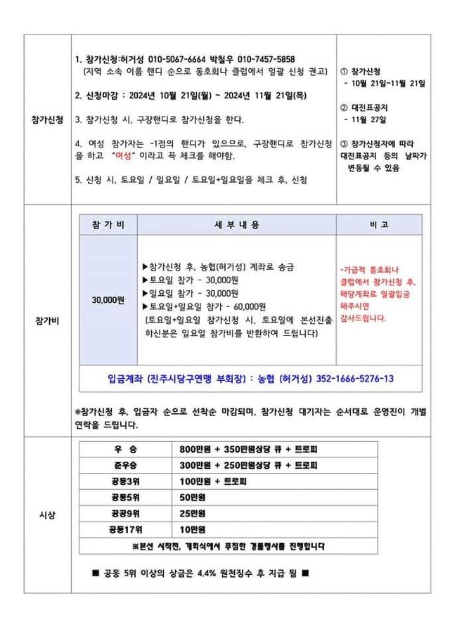 진주시남강배 전국당구대회
