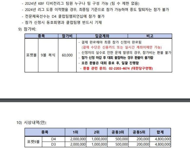 2024 KBF 디비전리그 포켓볼 클럽팀챔피언십