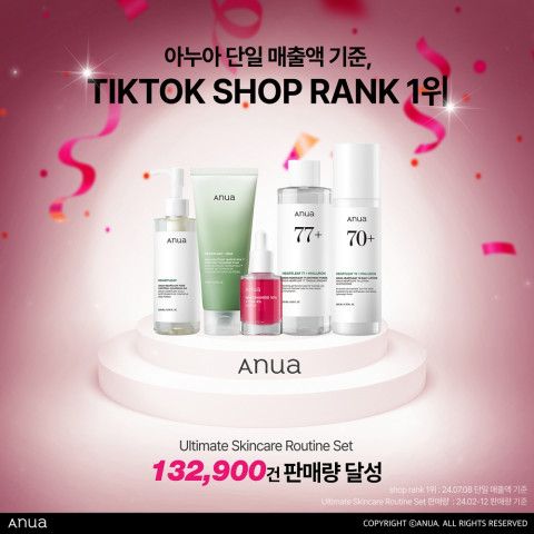 아누아는 지난해 7월 틱톡숍에서 단일 브랜드 매출액 기준 1위를 기록하는 등 눈에 띄는 성과를 이어가고 있다