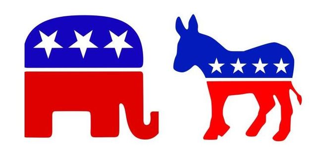 미 공화당(좌)과 민주당(우) 로고