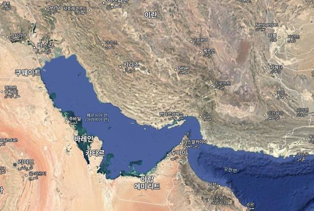 호르무즈 해협, 출처=구글 캡처