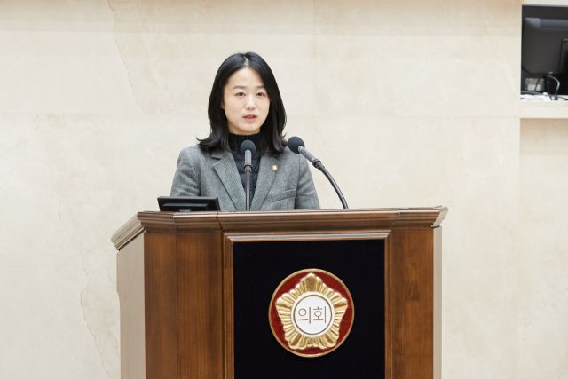 29일 오전 용인시의회 본회의장에서 열린 제288회 제2차 정례회 제4차 본회의에서 5분 자유발언을 통해 대책 마련을 촉구하고 있다. 용인특례시의회 제공