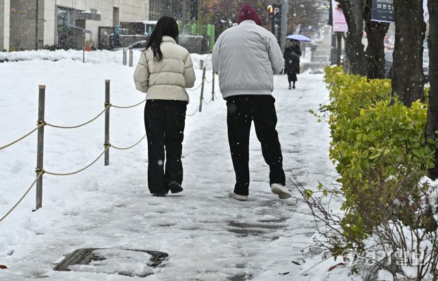 아직 눈이 녹지도 않았는데.. 다시 내리기 시작한 눈 [포토뉴스]