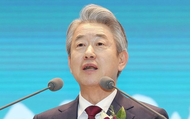 지난 3월 11일 오후 서울 중구 농협중앙회에서 열린 ‘제25대 농협중앙회장 취임식’에서 강호동 신임 농협중앙회장이 취임사를 하고 있다. 연합뉴스