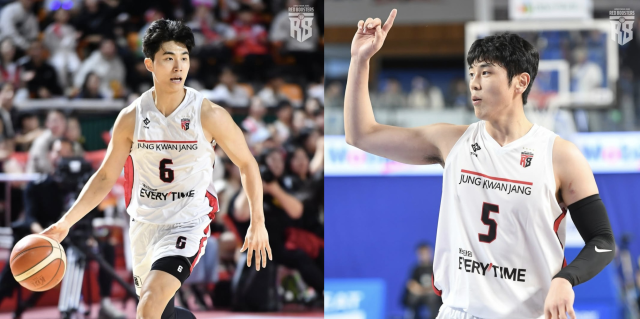프로농구 안양 정관장의 탄탄한 가드진의 핵심인 박지훈(왼쪽)과 변준형.정관장 제공