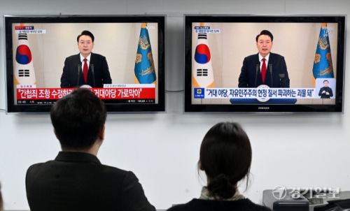 12일 오전 대국민 담화 중인 윤석열 대통령. 경기일보DB