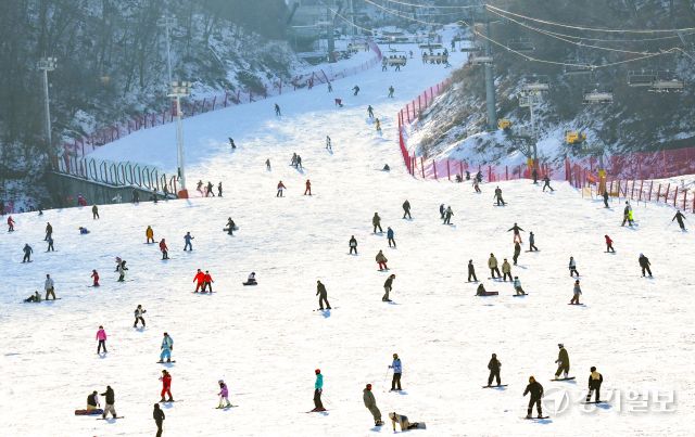 기다림 끝에 스키장 개장, 스키어, 스노보더들 북적 [포토뉴스]