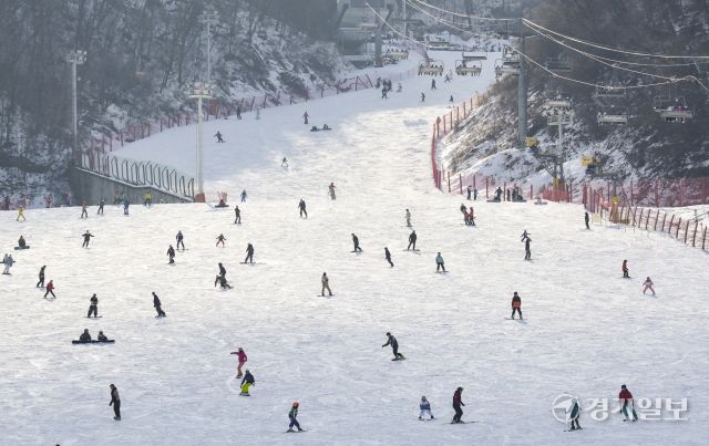 기다림 끝에 스키장 개장, 스키어, 스노보더들 북적 [포토뉴스]