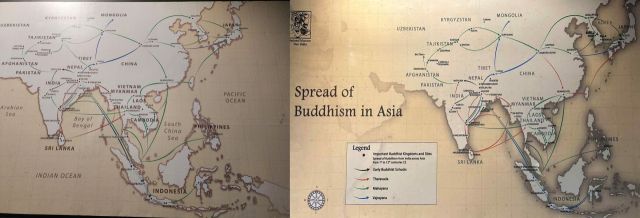 인도국립박물관 불교관 내 불교전파도 수정 전후. 경기도 제공