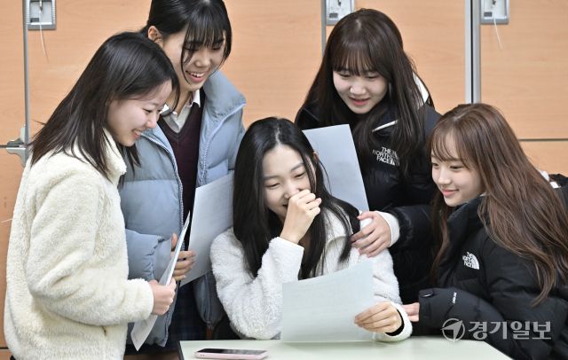 2025학년도 수능 성적표를 확인하는 고3 학생들 [포토뉴스]