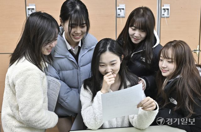 2025학년도 수능 성적표를 확인하는 고3 학생들 [포토뉴스]