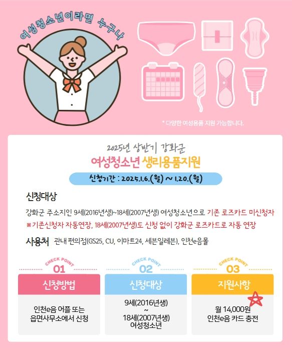 여성청소년 보건위생용품 지원 포스터. 강화군청 제공