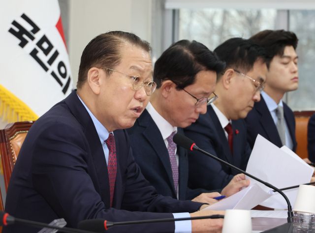 국민의힘 권영세 비상대책위원장이 13일 서울 여의도 국회에서 열린 비상대책위원회의에서 발언하고 있다. 연합뉴스