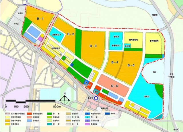 풍무역세권개발 부지 토지이용 계획도. 왼쪽 하단 하늘색 구역이 인하대 김포메디컬캠퍼스 조성 부지다. 김포시 제공