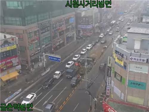 파주 금촌역 인근 도로 상수도관 파열사고 현장. 파주시 제공