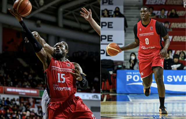 안양 정관장이 두 외국인 선수인 디온테 버튼(왼쪽)과 조니 오브라이언트의 활약을 앞세워 6강 플레이오프에 도전한다. 안양 정관장 제공