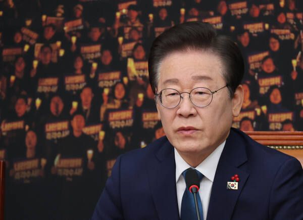 이재명 더불어민주당 대표가 5일 오전 국회에서 열린 비상 최고위원회의에서 발언하고 있다. 연합뉴스