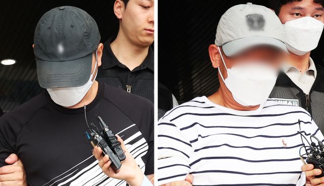 지난달 18일 수원지법 안산지원에서 열린 구속 전 피의자 심문(영장실질심사)에 출석하기 위해 KT 소액결제 사건 피의자들이 수원영통경찰서 유치장에서 나오고 있는 모습. 연합뉴스