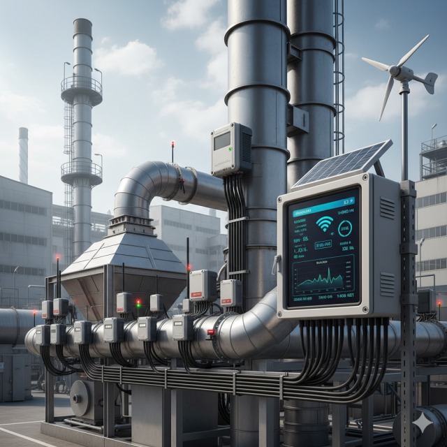 대기오염 방지시설에 사물인터넷(IoT) 측정기기를 설치한 현장 모습. 포천시 제공