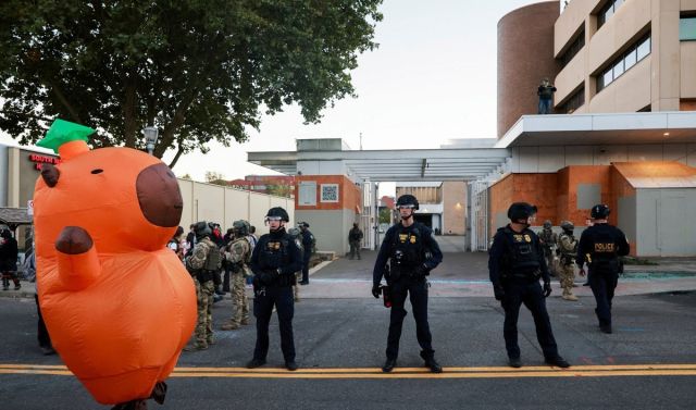 카피바라 옷을 입은 한 시위자. 로이터=연합뉴스