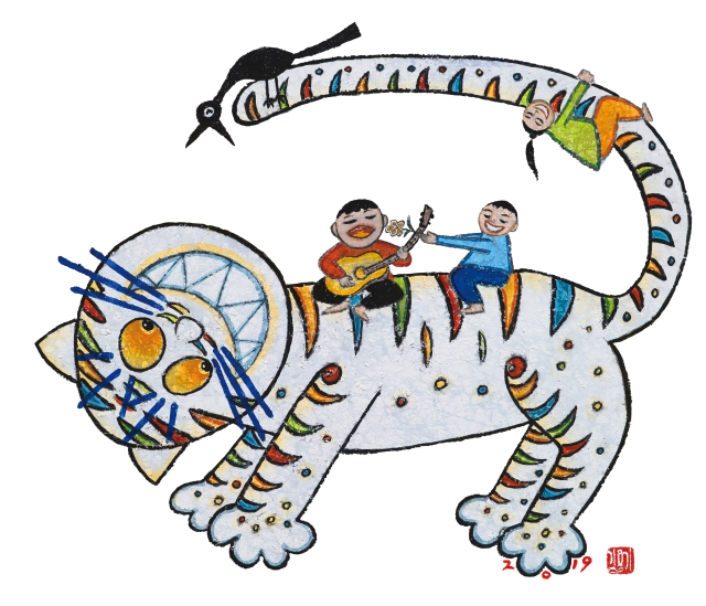 이미경 작가의 대표 도상인 ‘백호(白虎)’. 세컨드스토리(SECUND STORY) 제공