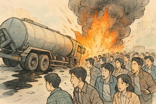 나이지리아서 연료 샌 트럭 폭발…기름 퍼가려다 71명 사상