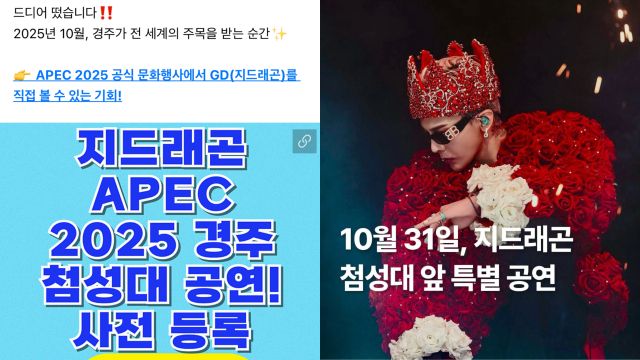 가수 지드래곤이 오는 31일 경북 경주 첨성대 앞에서 공연을 한다는 허위 정보가 각종 온라인 상에서 확산하고 있다. 인터넷 커뮤니티 갈무리