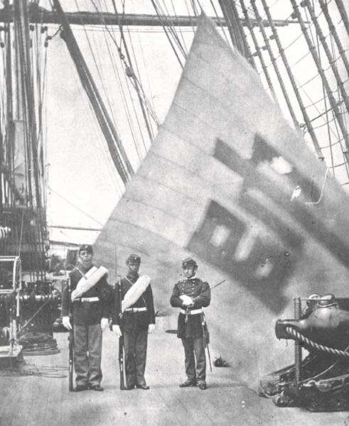 신미양요 당시 미군 함정 위의 수자기. 수자기 반환운동추진위원회 제공