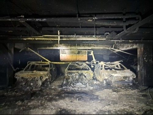 용인 영덕동 흥덕IT밸리 지하 2층 주차장 화재현장. 경기도소방재난본부 제공