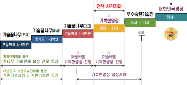 기특한명장 선발 및 성장 개요도. 노동부 제공