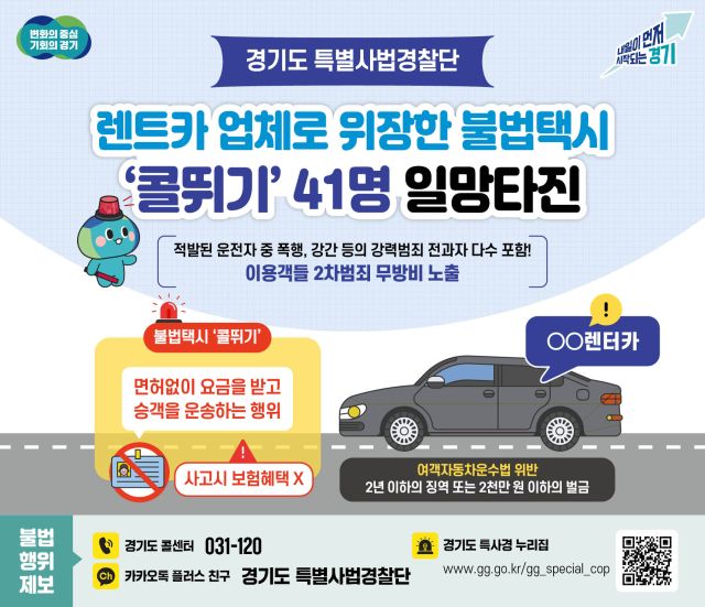 불법 택시 ‘콜뛰기’ 관련 포스터. 경기도 제공