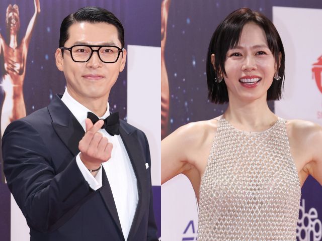 배우 현빈과 손예진이 19일 오후 서울 영등포구 KBS홀에서 열린 제46회 청룡영화상 시상식에 참석해 포즈를 취하고 있다. 연합뉴스