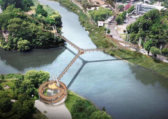 양평 물안개공원에 조성된 Y자형 출렁다리 조감도. 양평군 제공