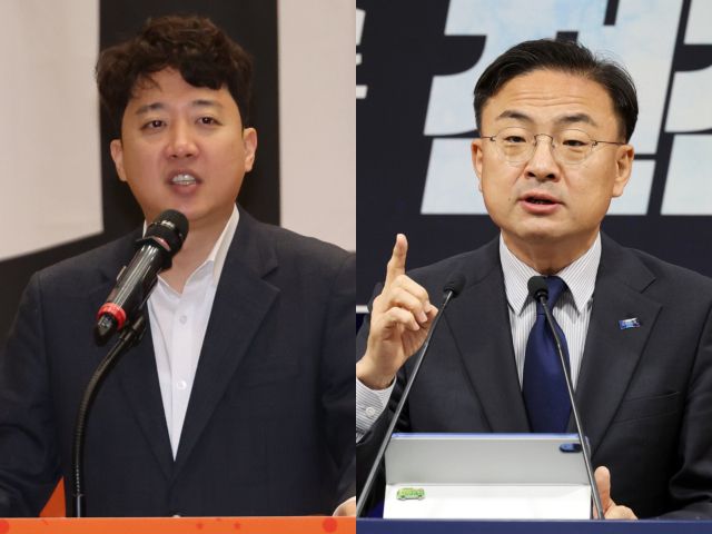 이준석 개혁신당 대표(왼쪽)와 신장식 조국혁신당 최고위원. 연합뉴스