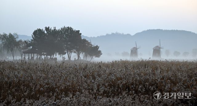 6일 인천 남동구 소래생태습지공원 일대가 안개로 덮여 있다. 조병서기자