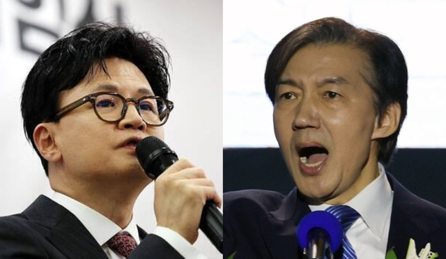 한동훈 국민의힘 전 대표(좌)와 조국 조국혁신당 대표. 연합뉴스