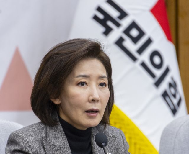 국민의힘 지방선거총괄기획단 위원장인 나경원 의원이 15일 국회에서 열린 지방선거총괄기획단-전국청년지방의원협의회 연석회의에서 오는 2026년 지방선거에서 청년 우대 정책 구상이 담긴 인사말을 하고 있다. 연합뉴스