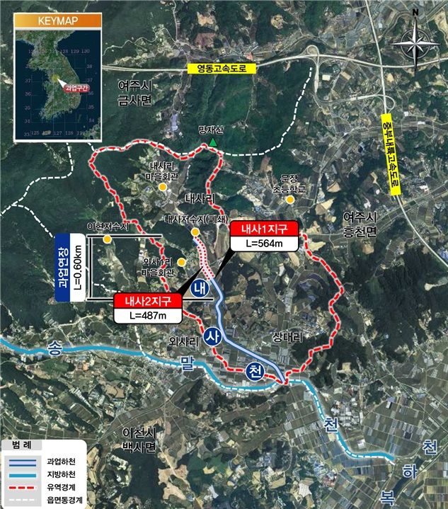 여주 내사천 정비사업 위치도. 경기도 제공