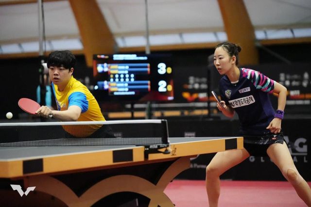 WTT 피더 파르마 혼합복식서 정상에 오른 양하은(오른쪽)·장성일 조. WTT 제공