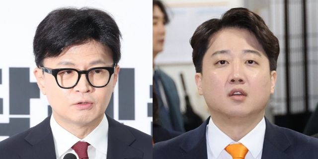 (왼쪽부터) 한동훈 전 국민의힘 대표, 이준석 개혁신당 의원. 연합뉴스