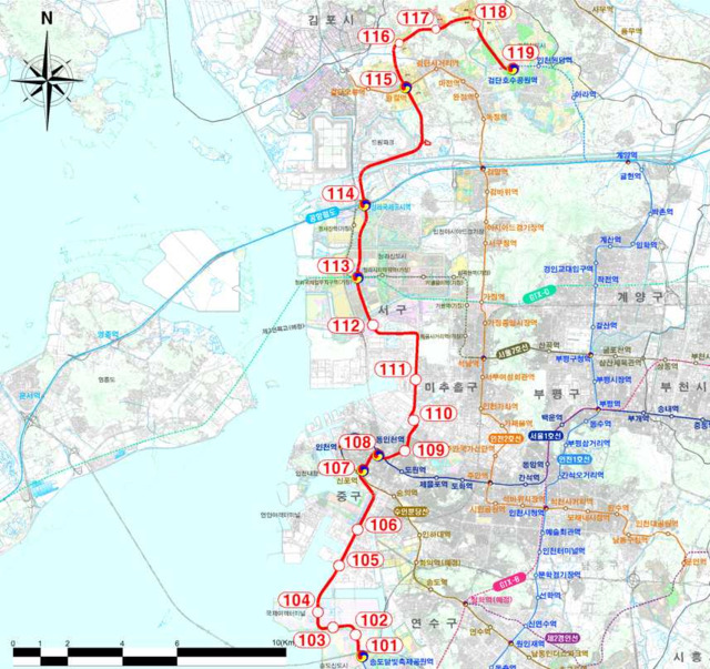 인천 순환 3호선 노선도. 인천시