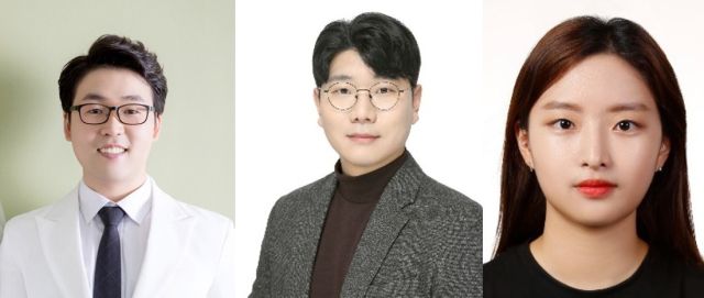 (왼쪽부터) 성균관대 강보석 교수, 가천대 김대건 교수·김명은 박사과정생. 성균관대 제공