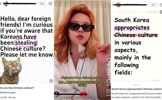 '한국은 도둑국'이라고 주장하는 샤오훙수 게시물들. 서경덕 교수 페이스북 갈무리.