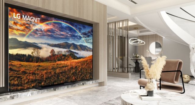 LG전자의 118인치 마이크로 LED TV 신제품 ‘LG 매그니트’. LG전자