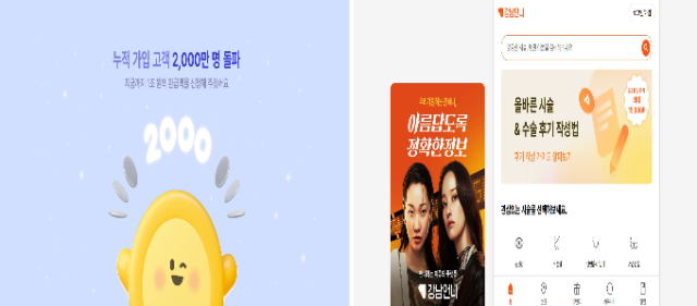 왼쪽부터 삼쩜삼, 강남언니 홈페이지 캡처