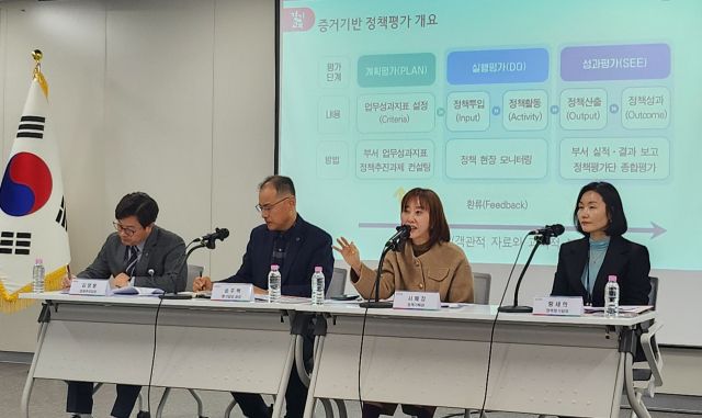 경기도교육청이 18일 오전 남부청사에서 '2025 경기교육 증거기반 본청 정책평가·기관평가 추진계획'을 발표하고 있다. 박화선기자