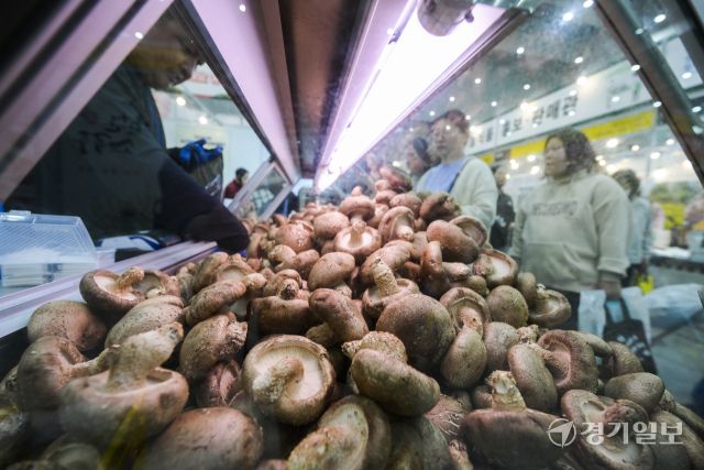 27일 오전 '2025 수원 메가쇼'가 열린 수원컨벤션센터를 찾은 시민들이 다양한 먹거리를 둘러보고 있다. 오는 30일까지 열리는 이번 행사에서는 전국에서 생산된 먹거리와 생필품을 만나볼 수 있다. 윤원규기자